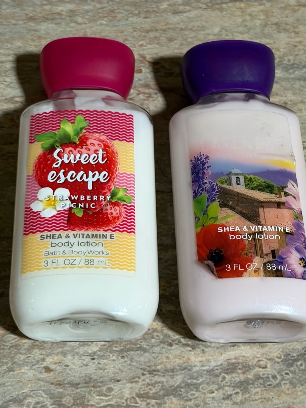 Bath & Body Works Sweet Escape & French Lavender Honey travel Size lotion